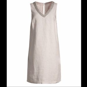 120% Lino Sleeveless Embellished Linen Dress